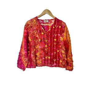 Vintage Sandy Starkman Sweater Medium Lagenlook Avant Garde Art To Wear Colorful